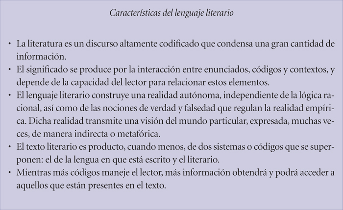 caracteristicas del lenguaje literario